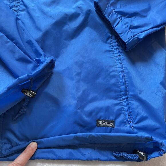 Woolrich Unisex Blue Nylon Windbreaker Size Large Men’s Women’s Hood - Picture 7 of 8